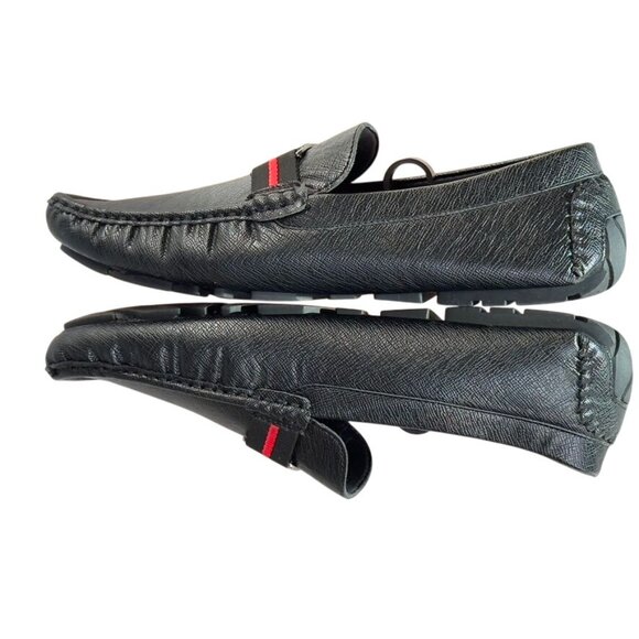 Mens Guess Black Loafers With Red Stripe & Metal G Logo Size 11 - Picture 6 of 10